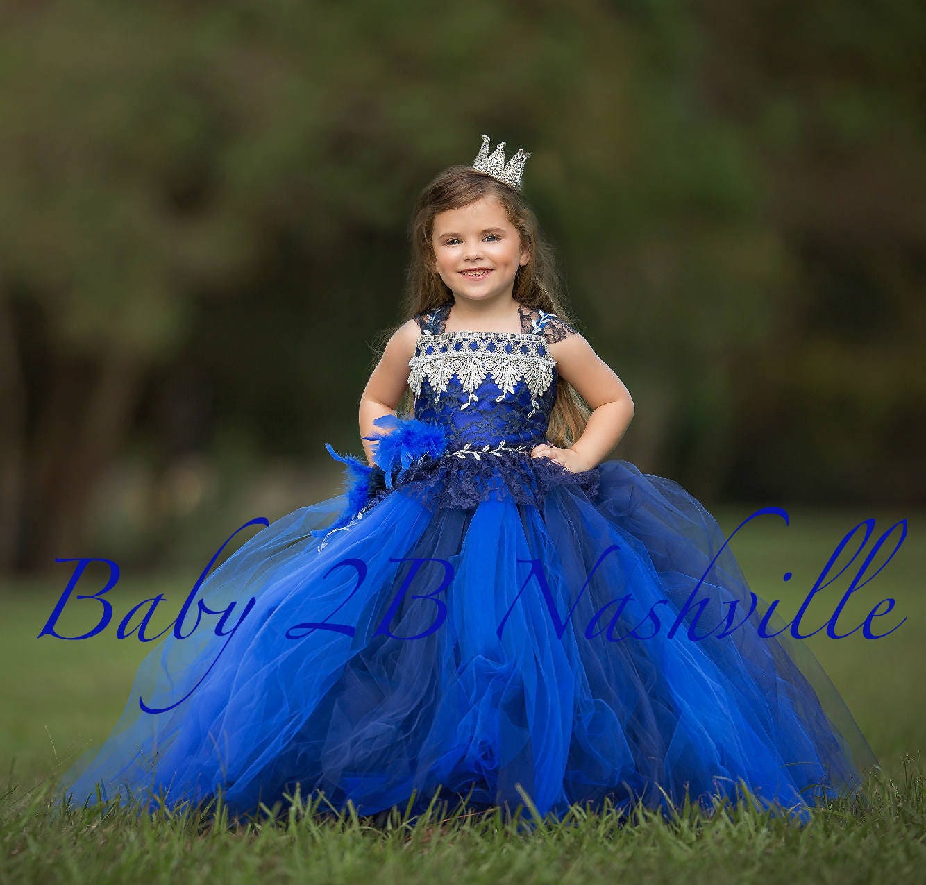 Royal Dress Flower Girl Dress Navy Dress Lace Dress Wedding