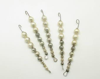 Vintage Christmas Ornaments Silver Glass Bead Icicles