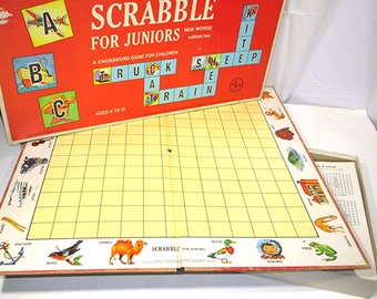 Vintage Scrabble for Juniors Board Game 1964 Selchow and Righter Co Retro Board Game