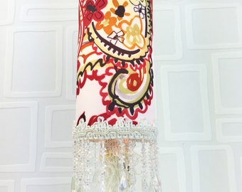 Lampe de table /veilleuse/lampe tissu paisley/lampe style bohème chic/ unique / fait main/ lampe tubulaire