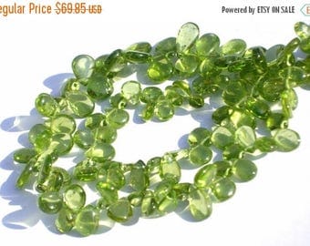 50% Off Sale Full 8 Inches - Finest Quality Genuine Peridot Smooth Polished Pear Briolettes W/50 Pcs Size 7x4 - 10x6mm Wholesale Price