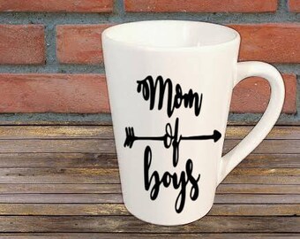 Mom of Boys Mug Coffee Cup Gift Home Decor Kitchen Bar Gift for Her Him Any Color Personalized Custom Jenuine Crafts
