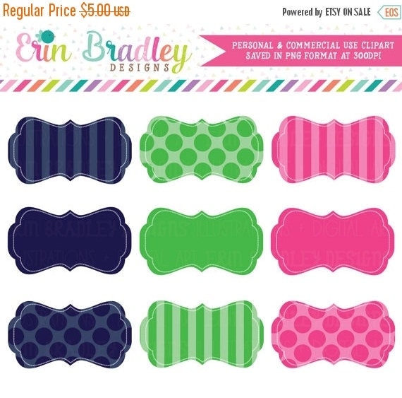 50% OFF SALE Preppy Frames Clipart Clip Art Personal and Commercial Use Navy Blue Green Pink Il_570xn