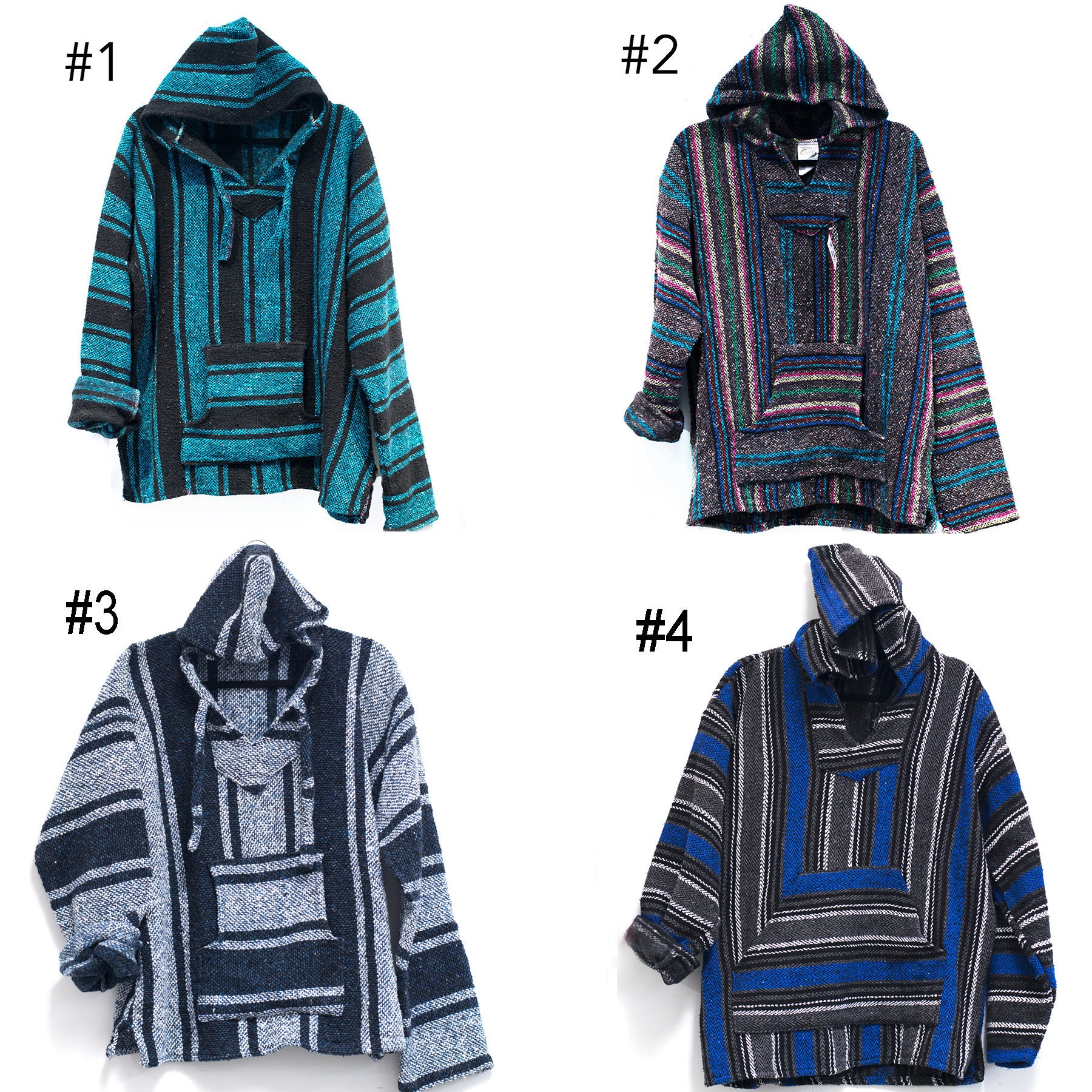 Baja Surf Poncho Vintage 90s Mexican Hoodie Sweater Unisex