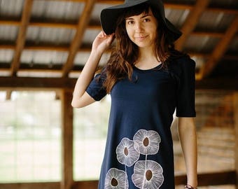 SUMMER SALE tshirt dress, navy blue dress, cotton dress, summer dress
