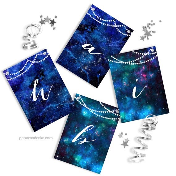 Galaxy | Under the Stars "Happy Birthday" Pennant Banner >> shipped to you | Paper and Cake Il_570xn