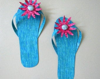 Metal Wall Sculpture beach Art Flip Flops Recycled Metal Wall Hanging Summer Decor Beach House Coastal Wall Art Aqua Turquoise Pink 4 x 10