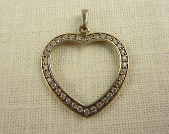 Vintage Sterling Cubic Zirconia Heart Pendant