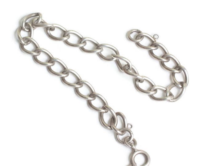 Sterling Silver Starter Charm Bracelet Smooth Curb Chain Links 8 Inch