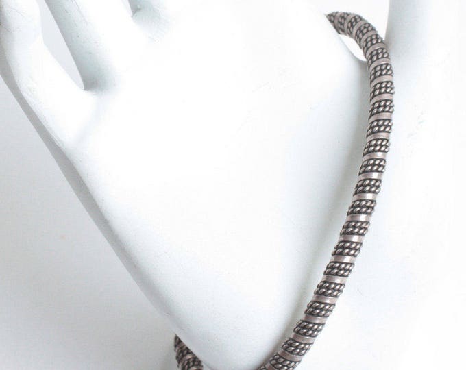 Sterling Cuff Bracelet Diagonal Rows Beading Unusual Design Vintage