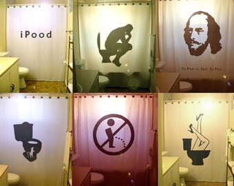 Crazy Funny Shower Curtain Toilet Humor Bathroom Decor Kids Bath Woman High Heels Legs chic hilarious unique kitsch