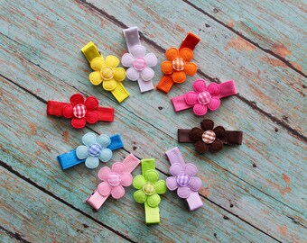 Felt Flower Hair Clips--Set of 10--No Slip Clips