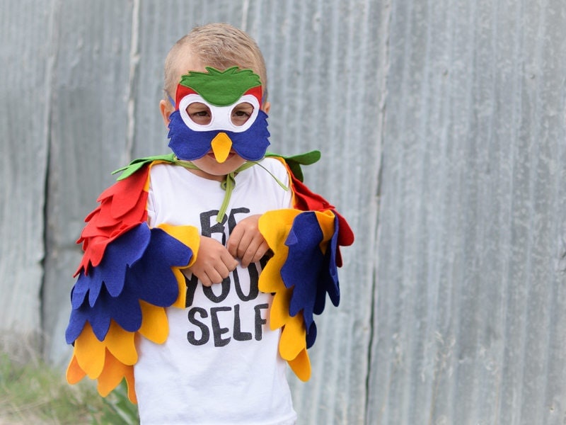 Children Parrot Costume Kids Bird Dress up Wings and Mask for