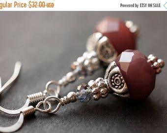 BACK to SCHOOL SALE Purple Earrings. Crystal Earrings. Dangle Earrings. Plum Purple Crystal Earrings. Plum Earrings. Silver Earrings. Handma