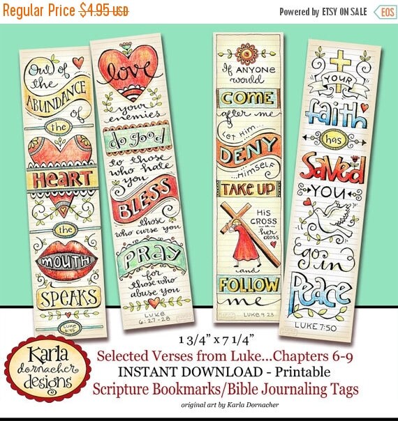 50% OFF SALE Luke 6-9 Bible Bookmarks Bible Journaling Tags