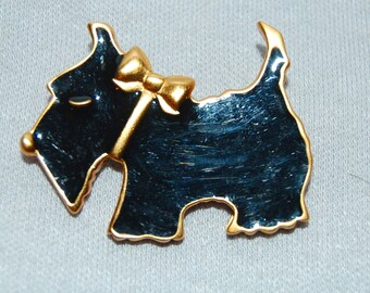 Vintage / Brooch / Scottie / Dog / Black / Enamel / old / jewelry / jewellery