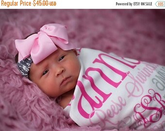 Summer Savings Personalized Baby Blanket Monogrammed Baby Blanket Name Blanket Swaddle Receiving Blanket Baby Shower Gift Photo Prop Birth A