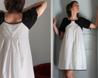 DRESS B & w RETRO peas "BRIGITTE"