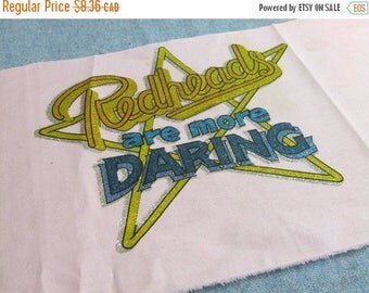 50% OFF 1970s Glitter Heat Transfer Test Sheet - Redheads are more Daring Craft supplies Fabric