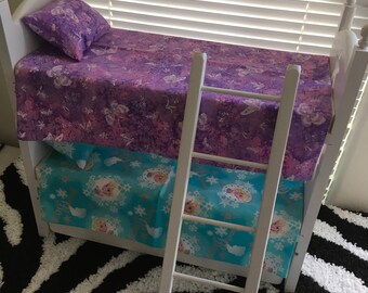 Ready To Ship! Trundle Bunk Bed Set with Ladder for American Girl, 18" Inch Dolls Bed