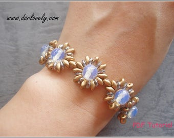 Beaded Bracelet Pattern - Golden Shimmering Superduo Bracelet (BB195) - Beading Jewelry PDF Tutorial (Digital Download)