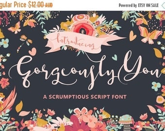 80% OFF Digital Wedding Font, Gorgeously You, Digital download, Hand drawn script font, Calligraphy, Cursive font