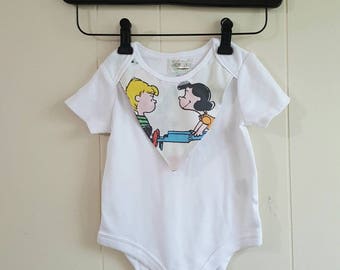 Charlie Brown built in bib onesie 18 months - snoopy baby clothes - custom available