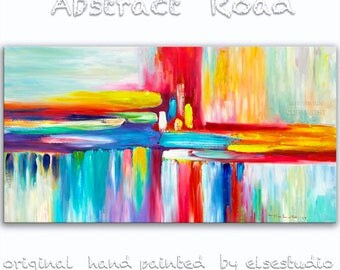 Sale Abstract Movement Art Painting, Original Texture wall Art, abstract oil painting, Multi colors Modern Home Decor, by Tim Lam 48" x 24"