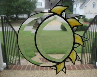 Stained glass Sun and Moon beveled sun catcher