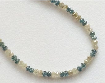 ON SALE 55% Blue & Yellow Sparkling Diamonds, Faceted Diamond Beads - Conflict Free Diamonds - Approx 3mm, 1.5 CTW, 11 Pcs