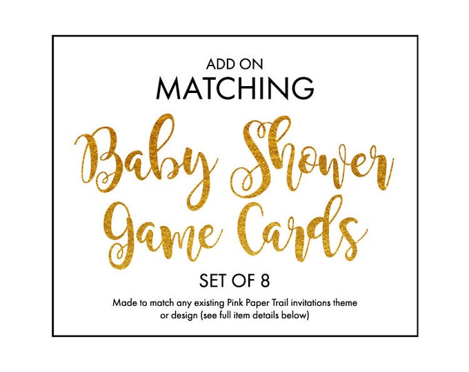 Baby Shower Printable Game Cards Choose Any Theme, Baby Shower Game Cards Pack of Eight, Baby Shower Games and Activity Cards