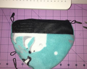 Introducing Sugar glider or small animal bonding bra pouch with hidden seams with elastic side pieces fits 2 sugar gliders