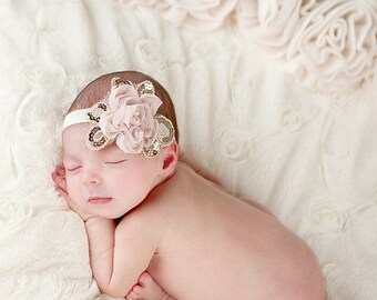 12% off Baby headband, newborn headband, adult headband, child headband and photography prop The single sprinkled- Daisy chiffon headband
