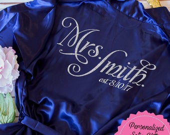 Bridesmaid Robes, Bridesmaid gift , Satin Bridesmaid Robes, Glitter Satin Robes, Silk Satin Robes, Monogrammed Satin robe, Bride robe