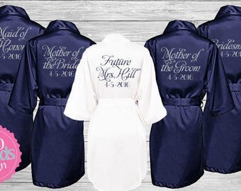 Set of 6 Bridesmaid Robes, Bridesmaid Gift Satin Bridesmaid Robes, Glitter Satin Robes, Monogrammed Robes Personalized Robe, Bride