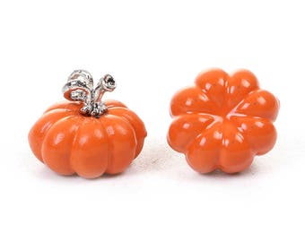 5 PUMPKIN Charms, Fall Pumpkin Charms, Halloween Charms, Petite Enamel Halloween Pumpkin Charms, 11x10mm, chs3330