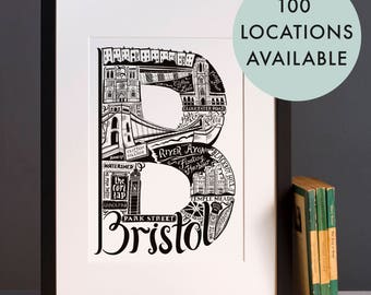 Bristol print - Graduation gift - University town - Typographic art - Bristol poster - Bristol artwork