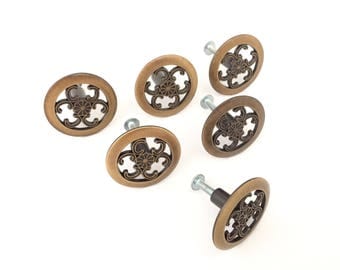 Vintage Drawer Knobs - Drawer Pulls - Furniture Hardware - Drawer Handles - Kitchen Cupboard Handles - Cupboard Pull Knobs Metal Pulls Brass