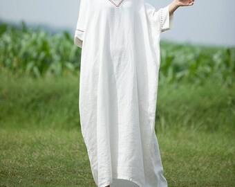 pullover long dress oversized dress Loose robe/ dark blue/ wine red/ white
