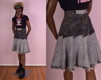 90s Acid Wash Denim Skirt/ 29 Waist/ 1990s