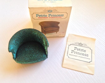 1964 Blue Green Lame Petite Princess Barrel Chair