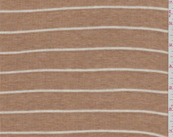 Camel Stripe Baby Rib Knit, Fabric By The Yard