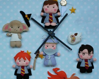 Harry Potter Mobile, Baby Crib Harry Potter Nursery, Dumbledore, Ron, Nursery Decor Furniture Bedding Cot Mobile Girl Doll Fantasy BB 7