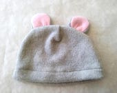 Gray mouse fleece hat