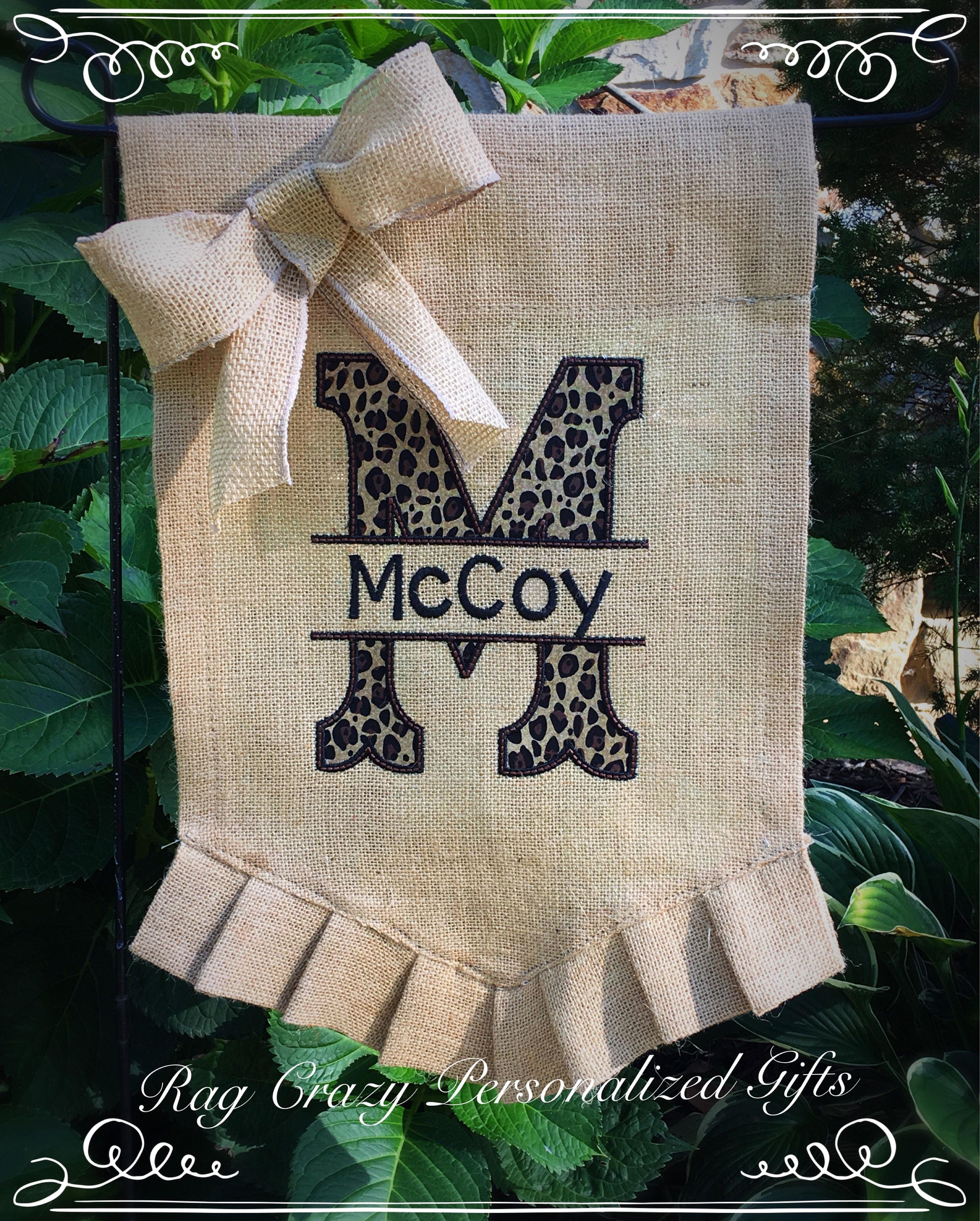 Burlap Garden Flag Personalized Flag Monogrammed Garden