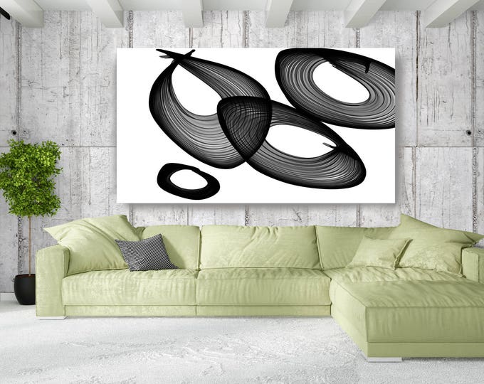 Abstract Black and White 21-06-47. Unique Abstract Wall Decor, Large Contemporary Canvas Art Print up to 72" by Irena Orlov