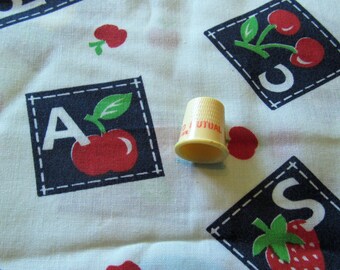 alphabet and fruit novelty print cottonblend fabric -- 44 wide by 1 1/8 yard