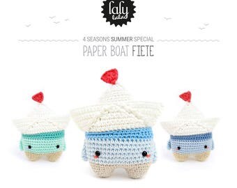 paper boat FIETE • lalylala crochet pattern / origami amigurumi • 4 seasons summer special