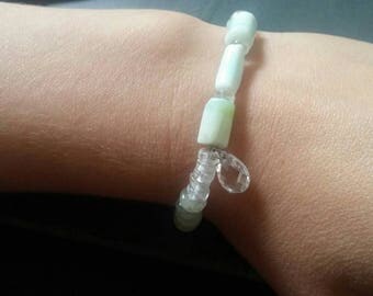 Peruvian opal bracelet, calming bracelet, aquamarine bracelet, march birthstone bracelet, beachy bracelet, Beachy boho, pale blue stones