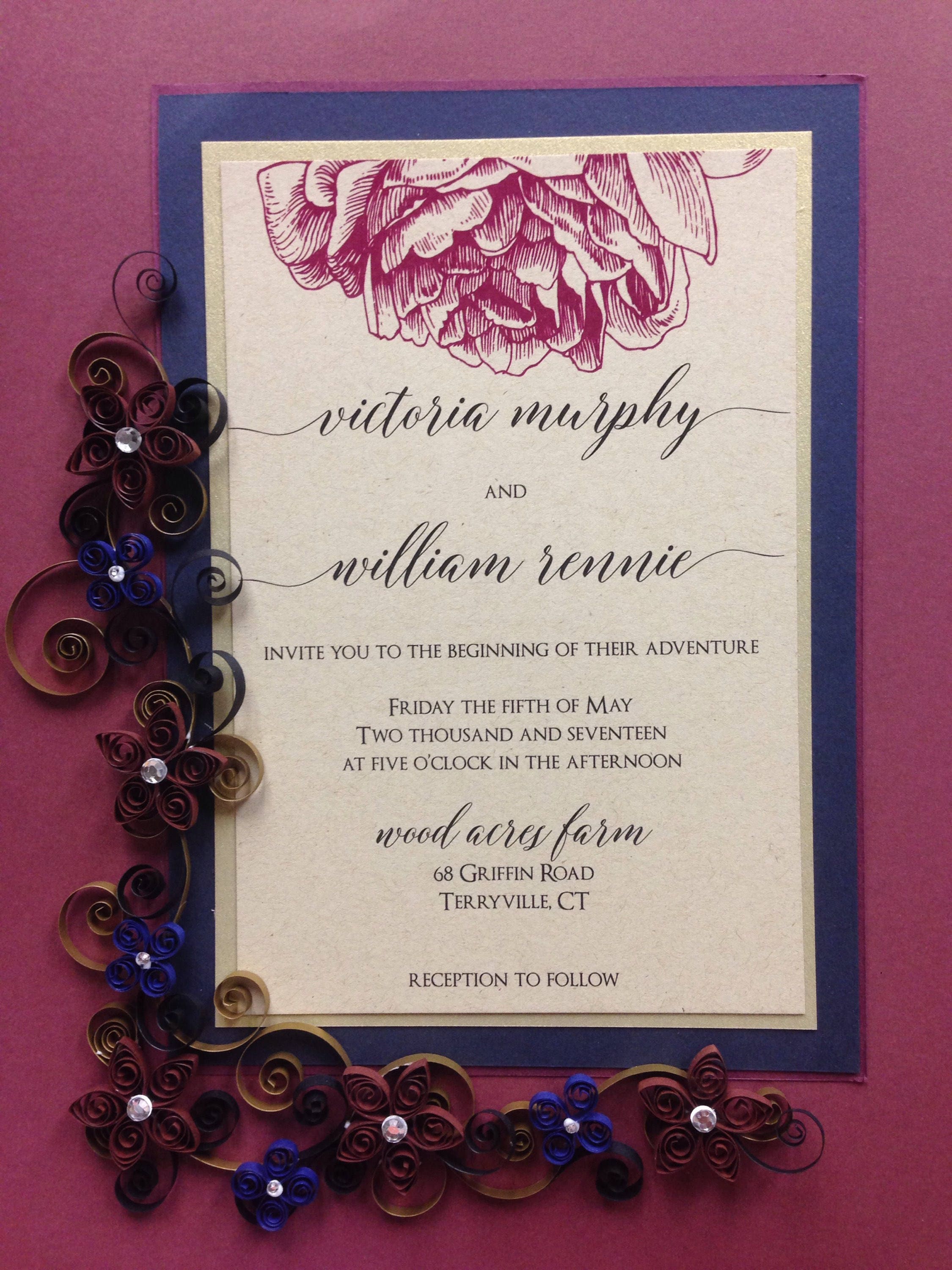 Paper quilling Wedding Invitation Keepsake Quilling Framed